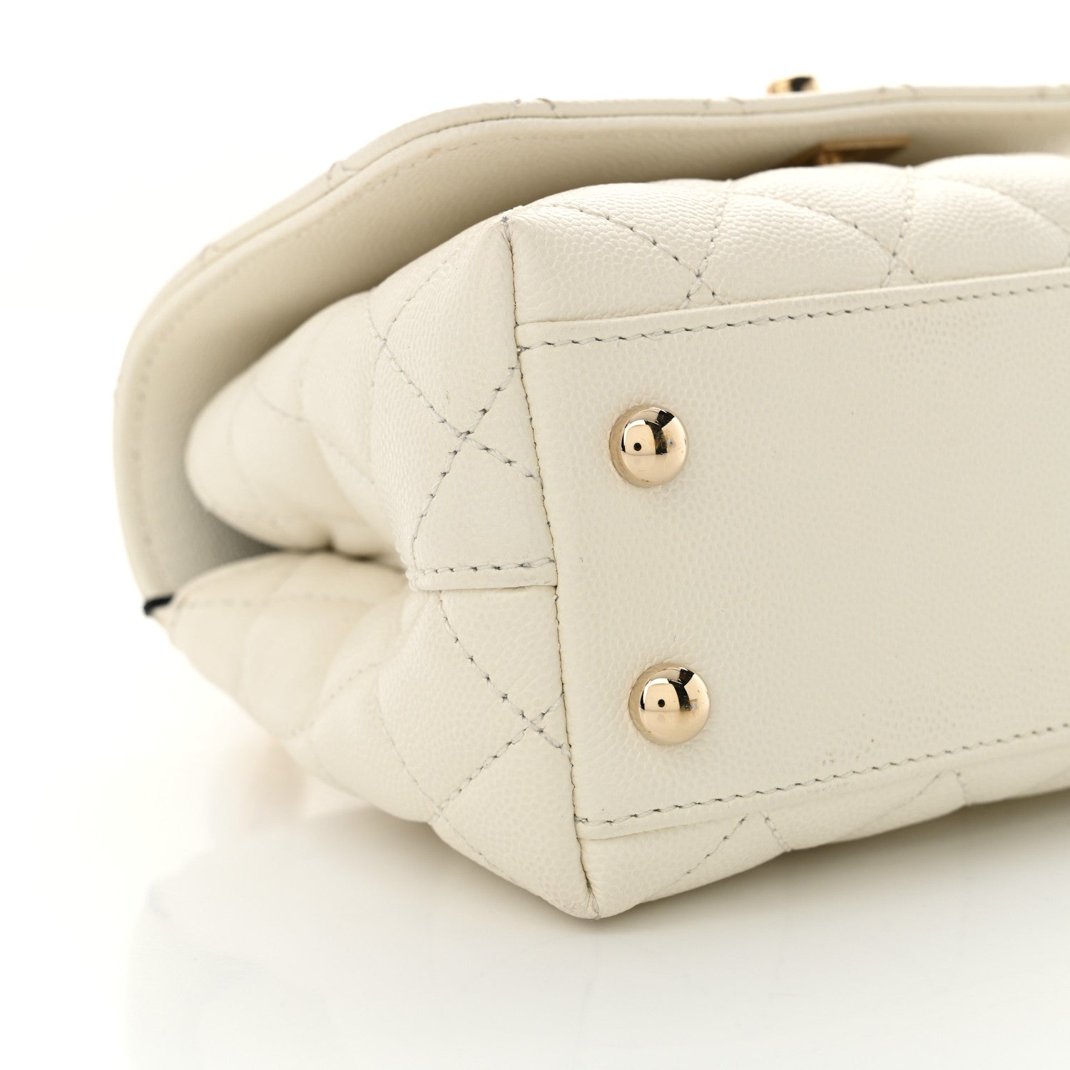 Caviar Quilted Extra Mini Coco Handle Flap White