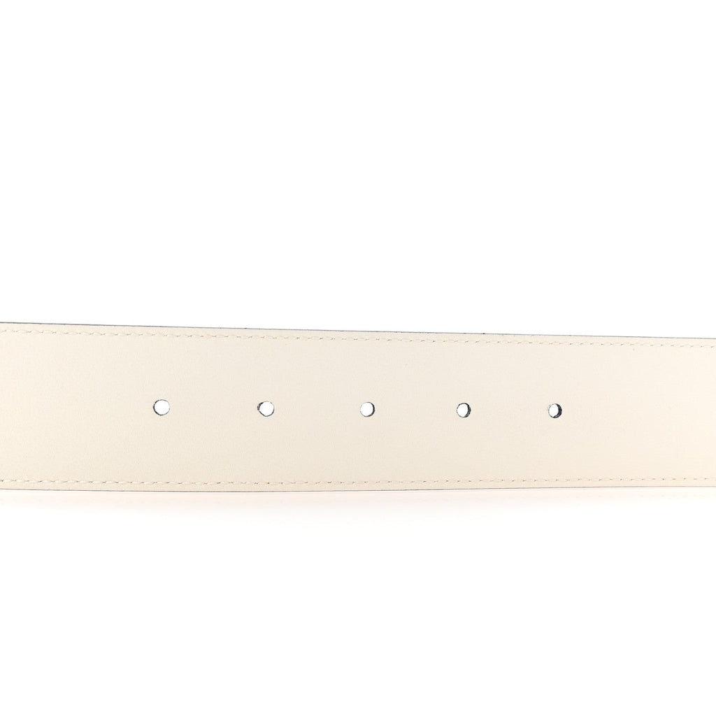 X ADIDAS Textured Dollar Calfskin Double G 40mm Belt 85 34 White Black