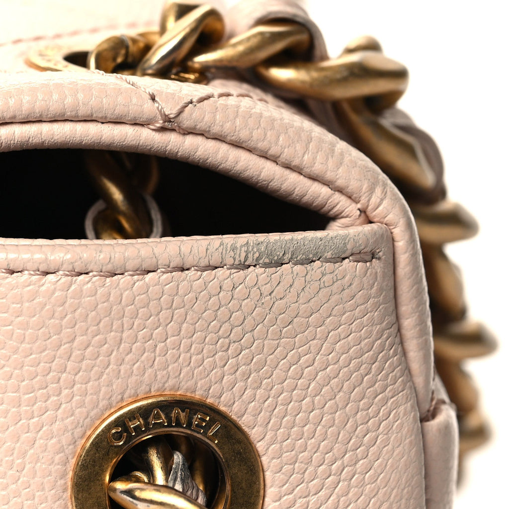 Caviar Quilted Medium Fashion Therapy Flap Beige