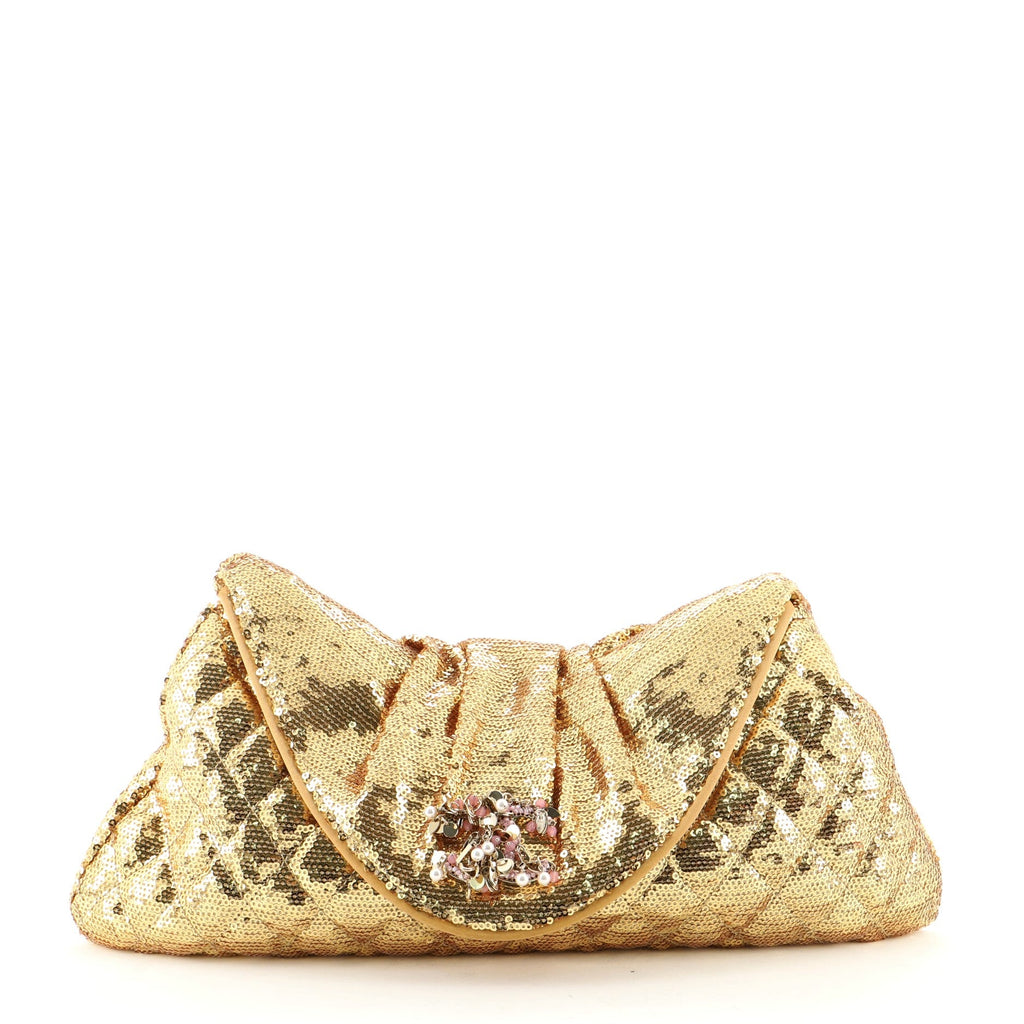 CC Half Moon Clutch Quilted Sequins Large