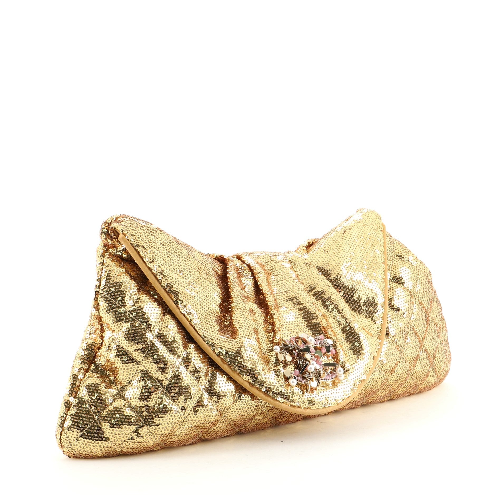 CC Half Moon Clutch Quilted Sequins Large