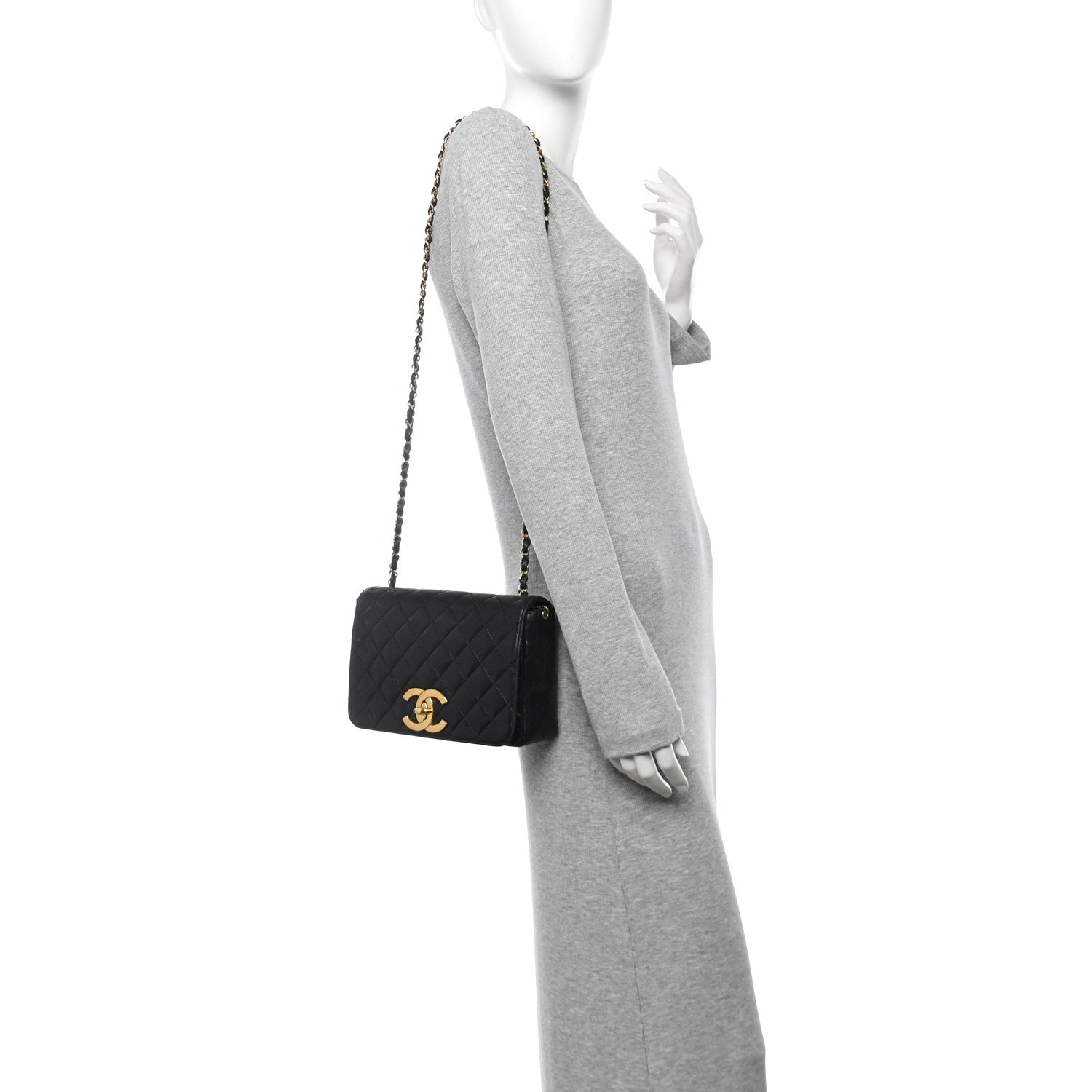 Lambskin Quilted XL CC Small Single Flap Black