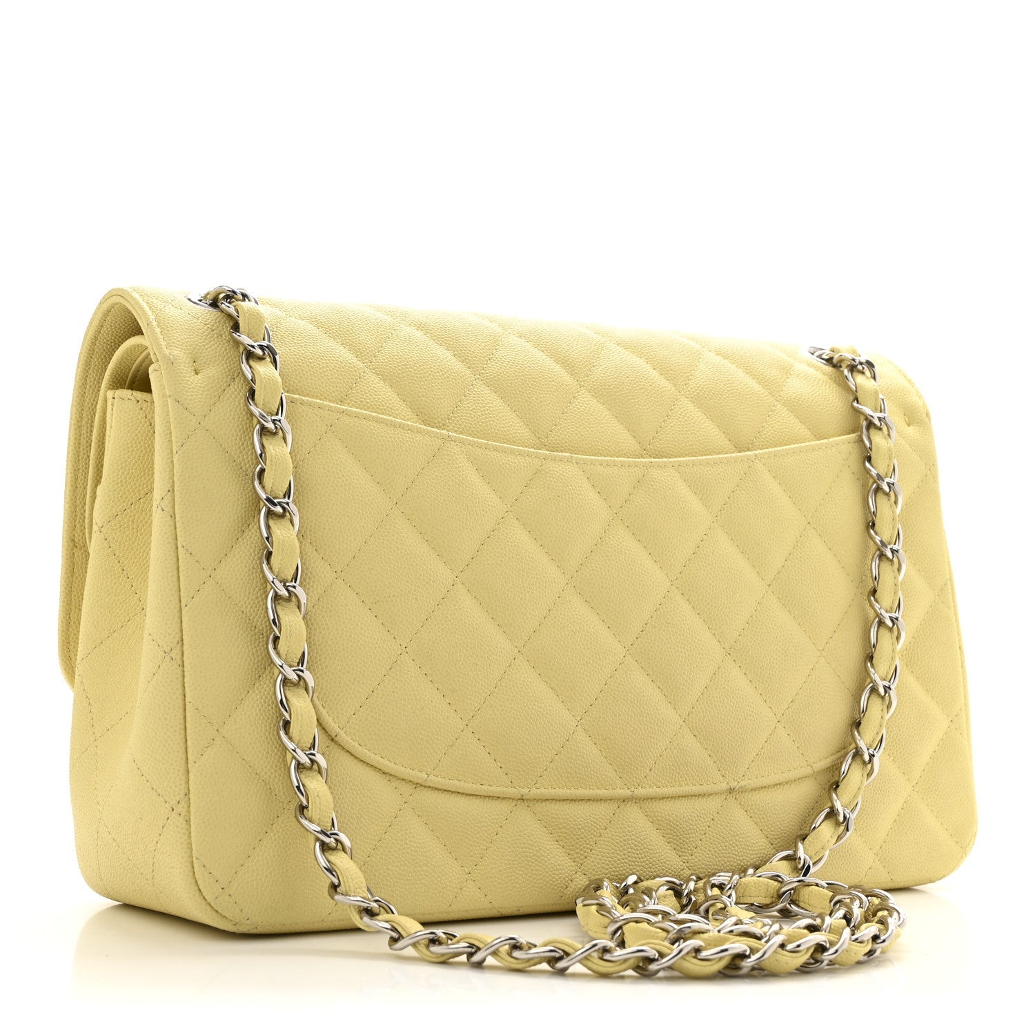 Caviar Quilted Jumbo Double Flap Yellow