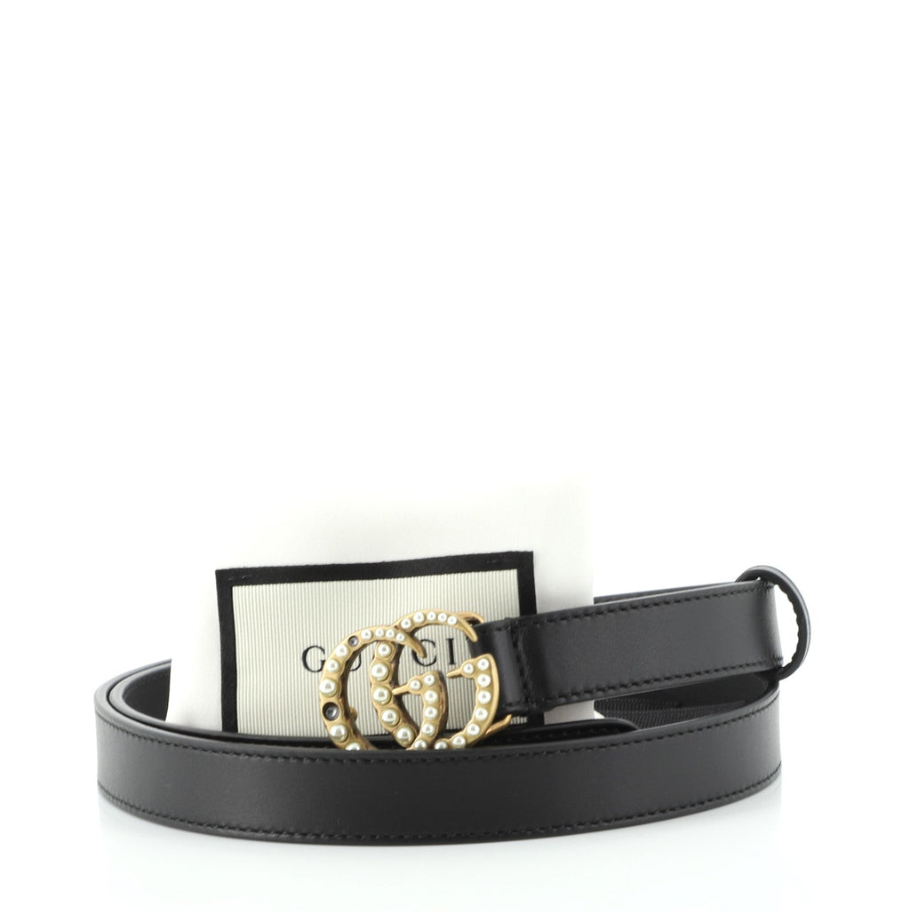 Pearly GG Marmont Belt Leather Thin 80