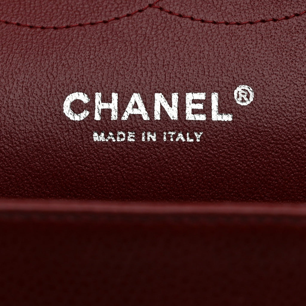 Caviar Quilted Jumbo Double Flap Dark Red