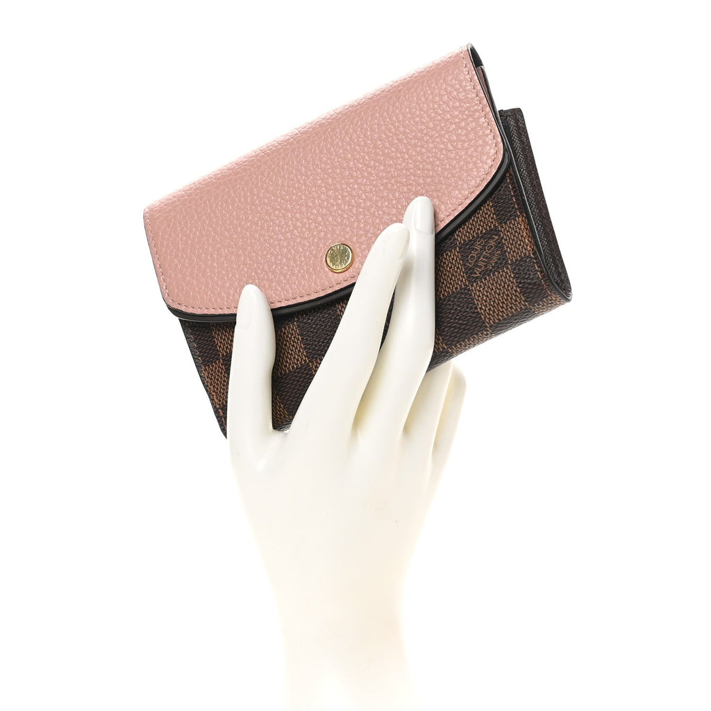 Damier Ebene Normandy Compact Wallet Rose Ballerine