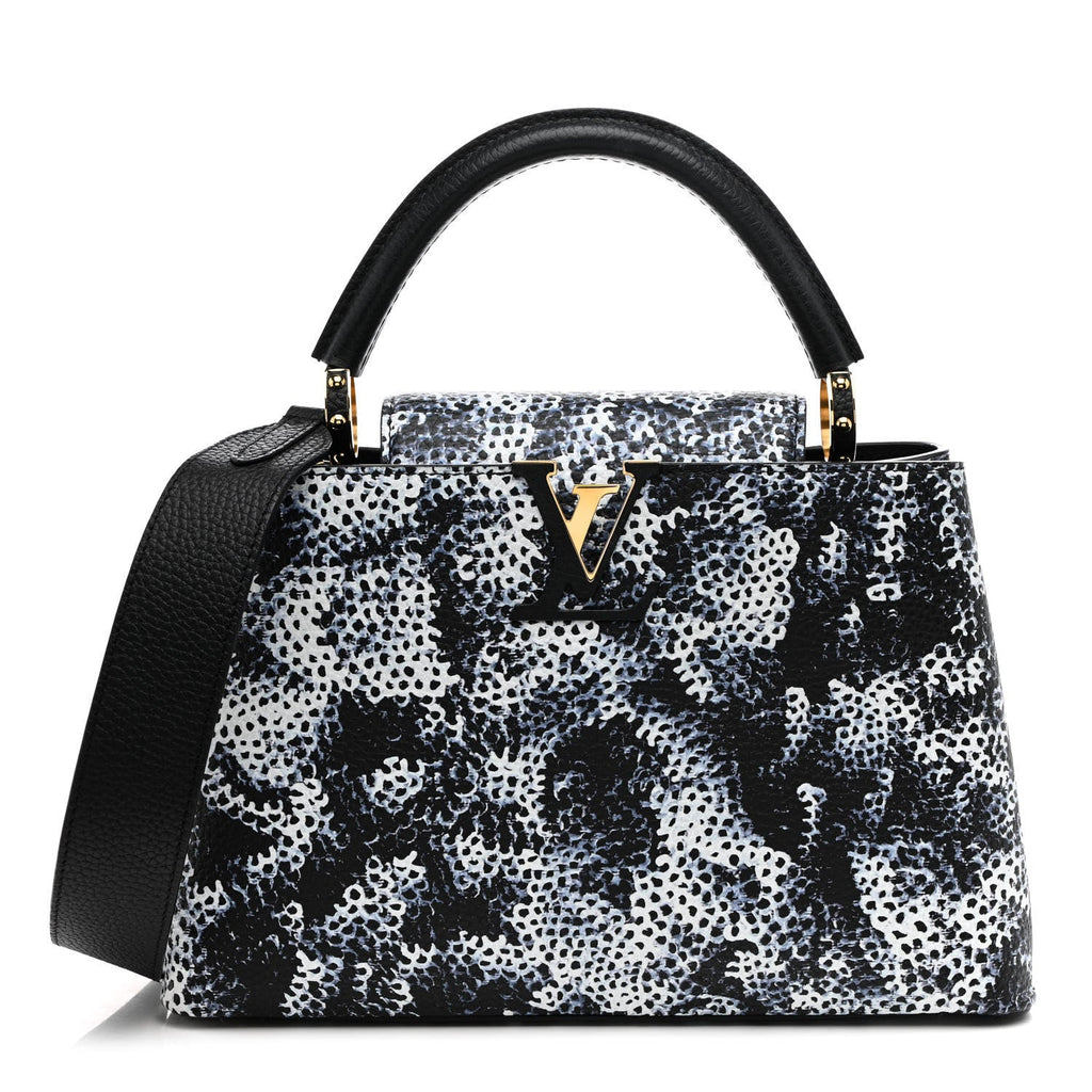 LV X YK Taurillon Infinity Net Capucines MM Black Blue