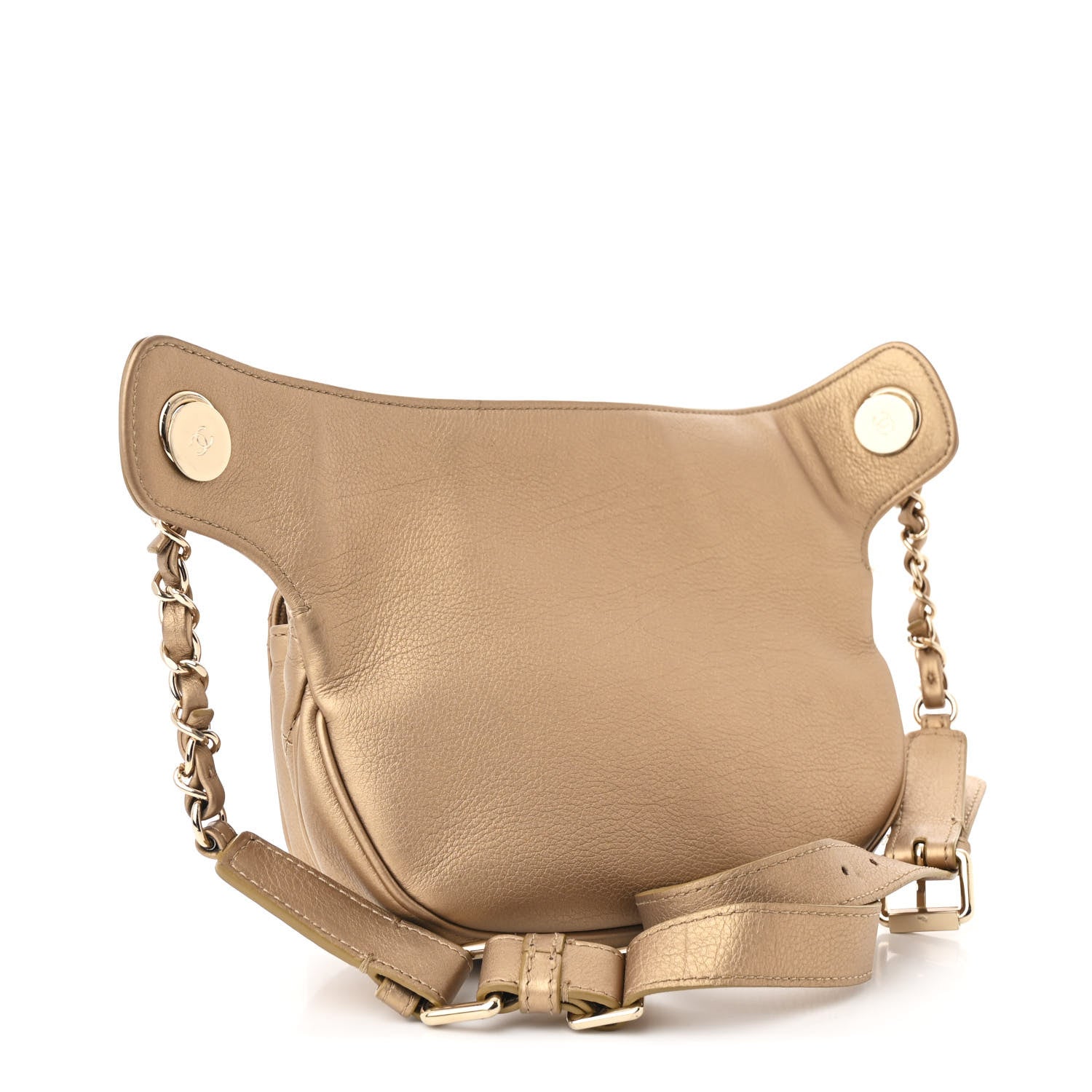 Metallic Calfskin Quilted Waist Bag Gold