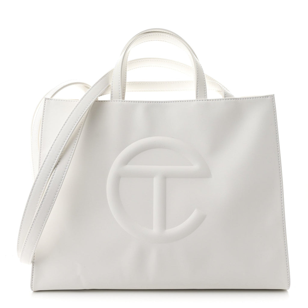 Vegan Leather Medium Shopping Bag White