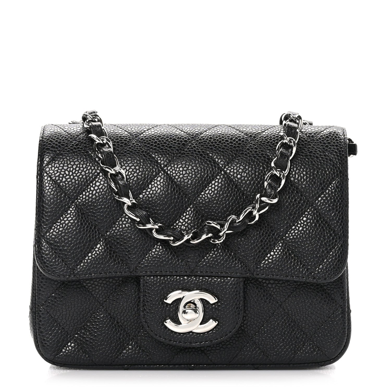 Caviar Quilted Mini Square Flap Black