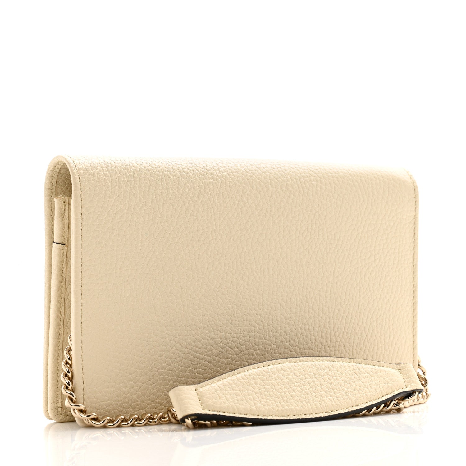 Pebbled Calfskin Soho Wallet on Chain Ivoire