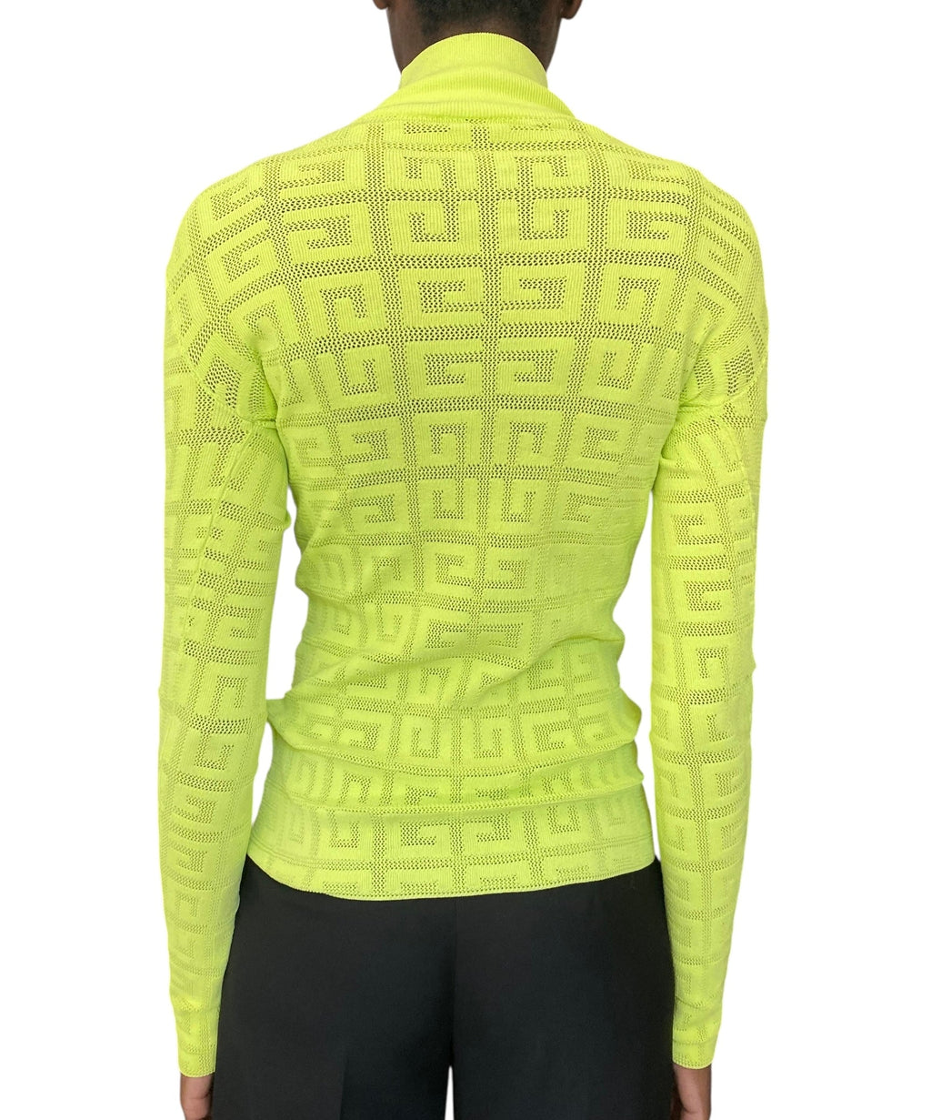 Givenchy Neon Green Mesh Logo Long Sleeve - S