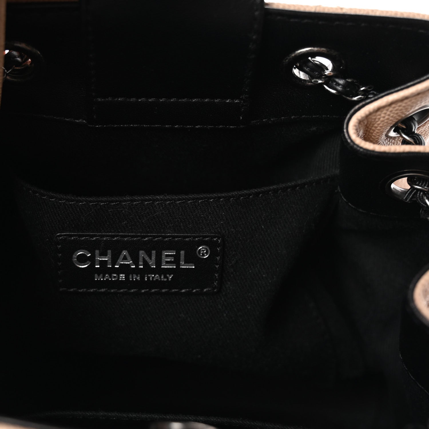 Caviar Quilted Small CC Bucket Bag Beige