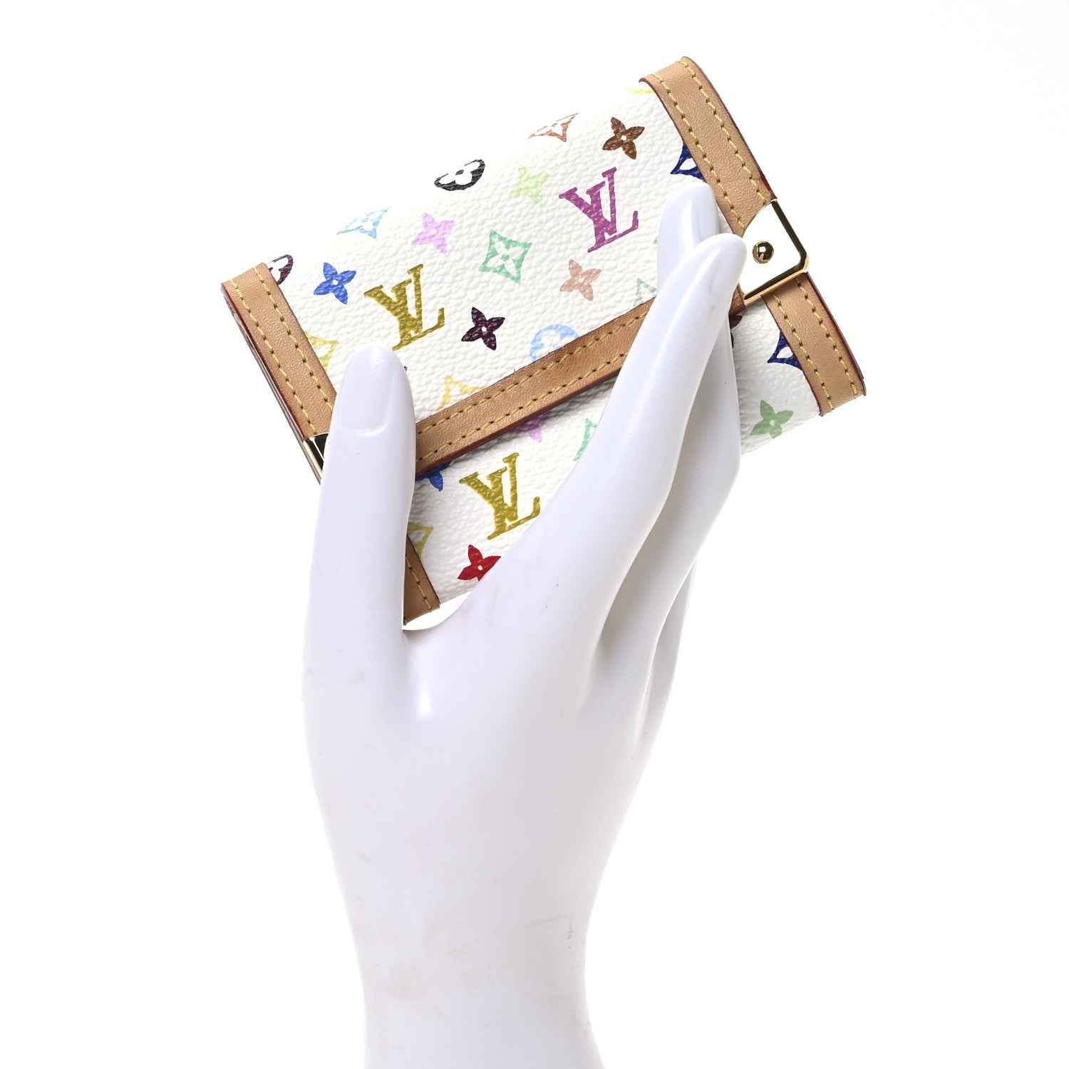 Monogram Multicolor Porte-Monnaie Plat Coin Purse White