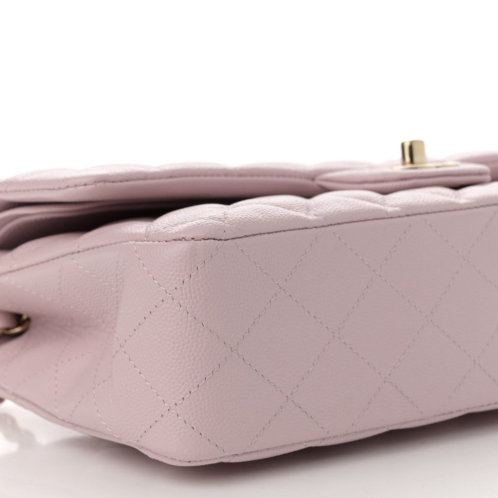 Caviar Quilted Medium Double Flap Light Pink