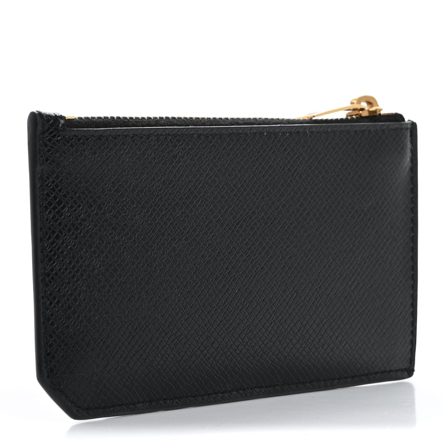 Calfskin 5 Fragments Zip Pouch  Holder Black