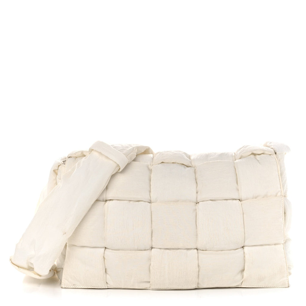 Nylon Intrecciato Padded Tech Maxi Cassette Bag White