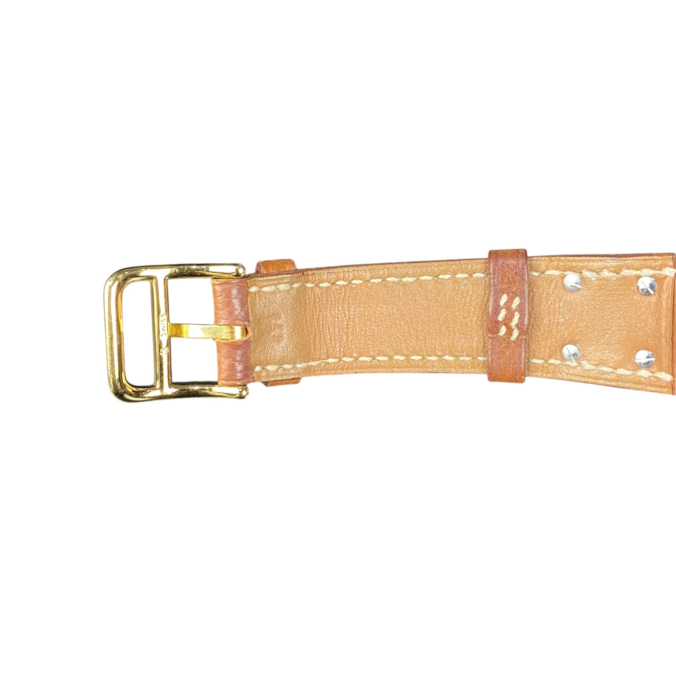 Hermes Vintage 1995 Brown Leather Medor Watch GHW