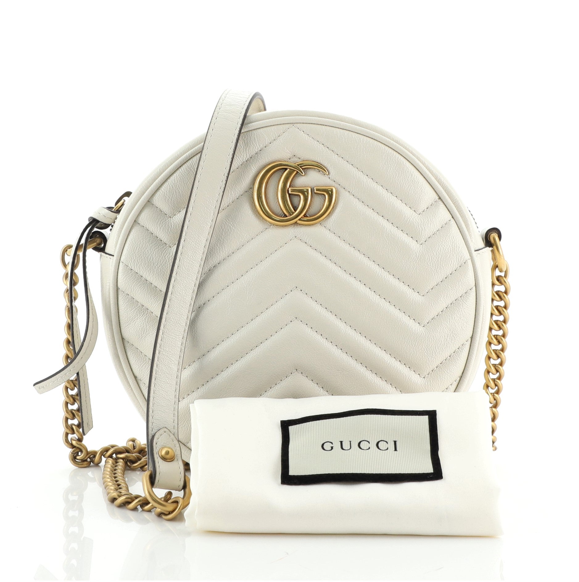 GG Marmont Round Shoulder Bag Matelasse Leather Mini