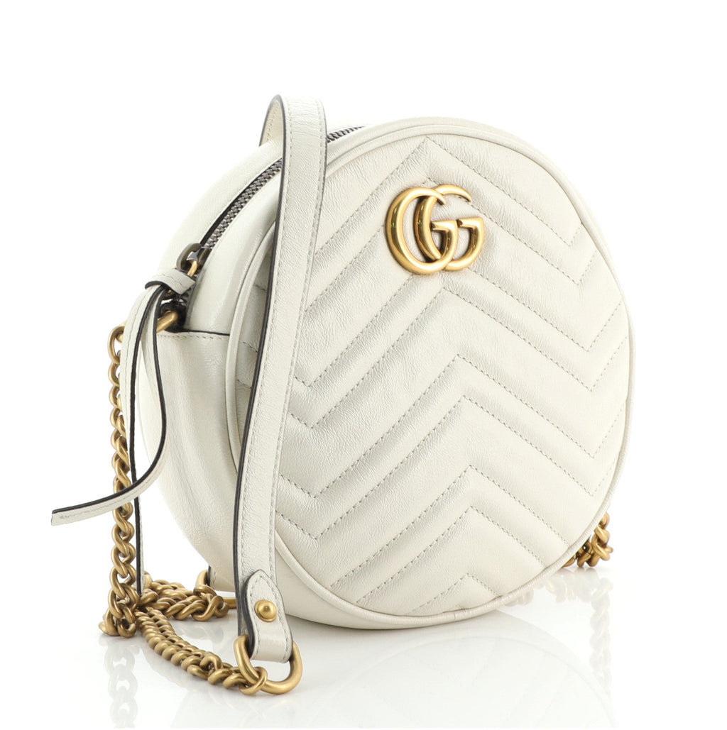 GG Marmont Round Shoulder Bag Matelasse Leather Mini