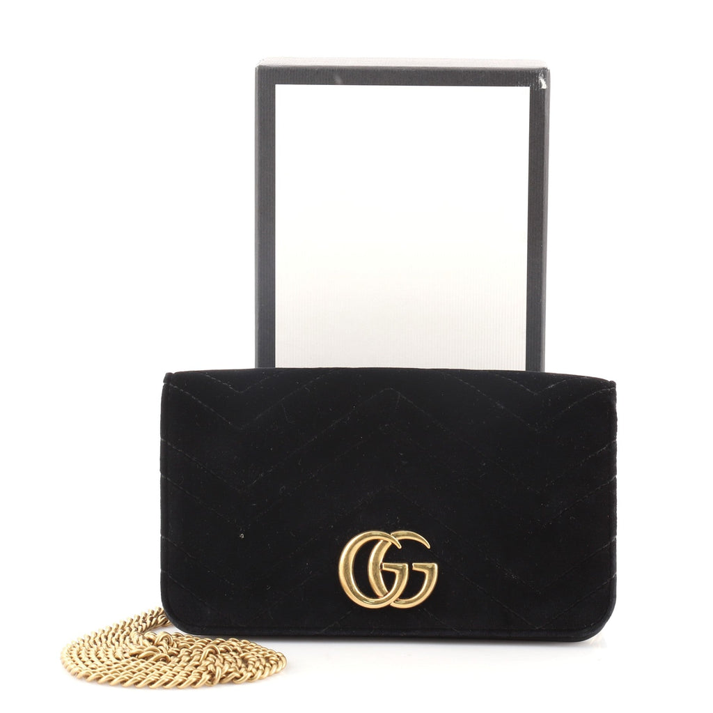 GG Marmont Chain Flap Bag Matelasse Velvet Mini