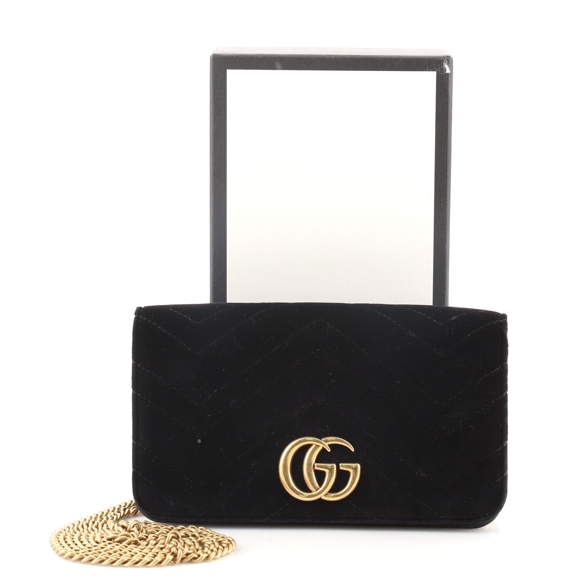 GG Marmont Chain Flap Bag Matelasse Velvet Mini