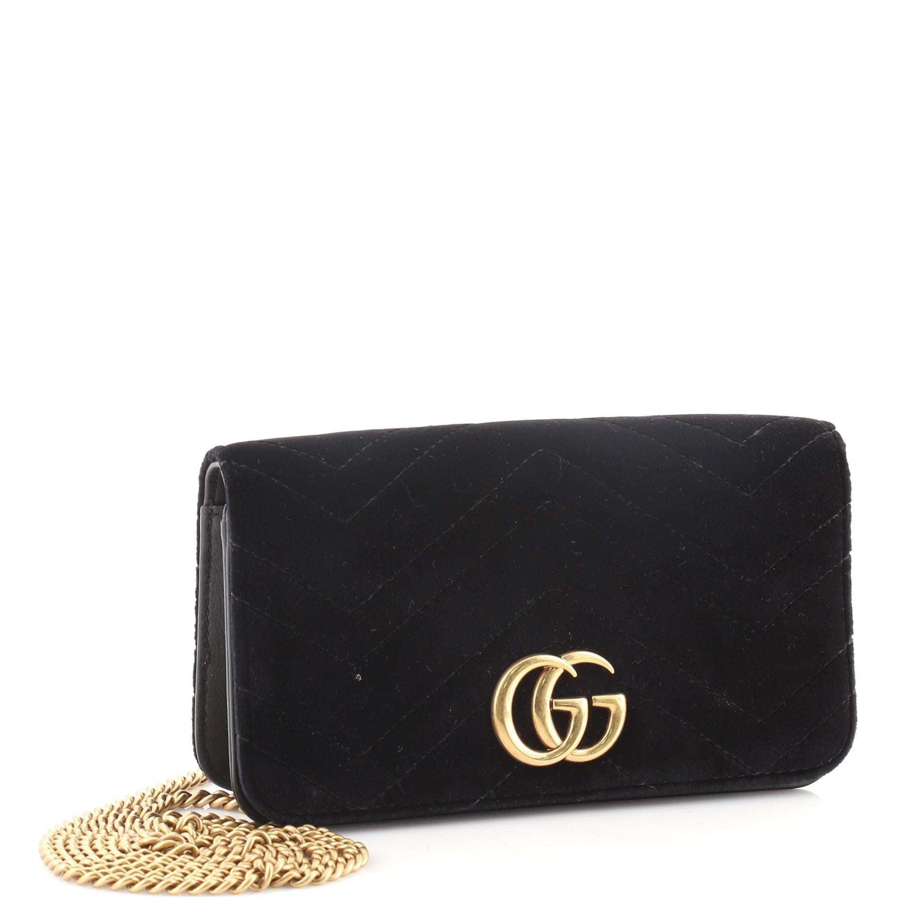 GG Marmont Chain Flap Bag Matelasse Velvet Mini