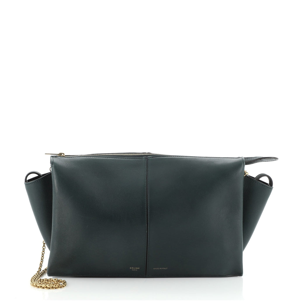 Tri-Fold Clutch on Chain Smooth Leather