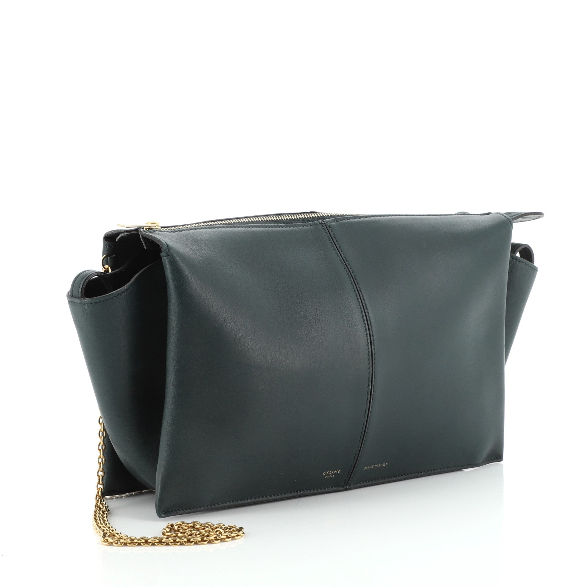 Tri-Fold Clutch on Chain Smooth Leather