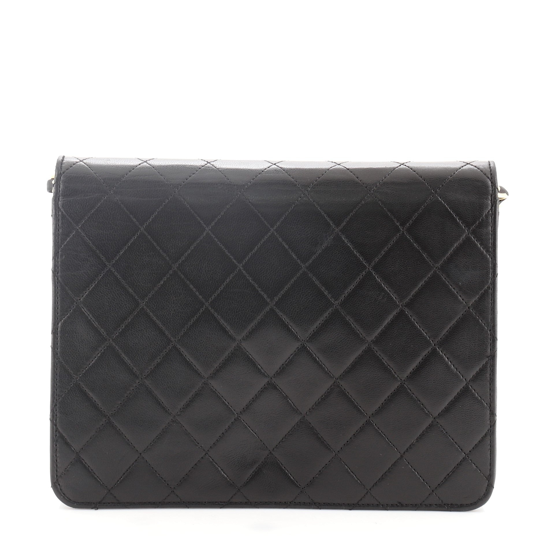 Vintage Clutch with Chain Quilted Leather Small