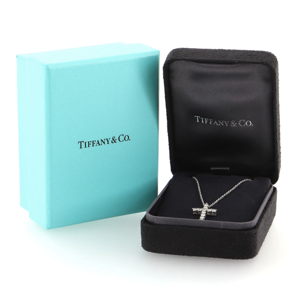 Cross Pendant Necklace Platinum and Diamonds Small