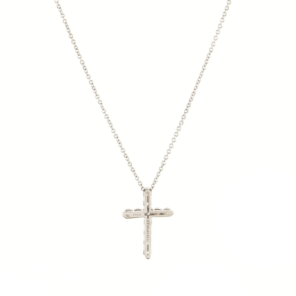 Cross Pendant Necklace Platinum and Diamonds Small
