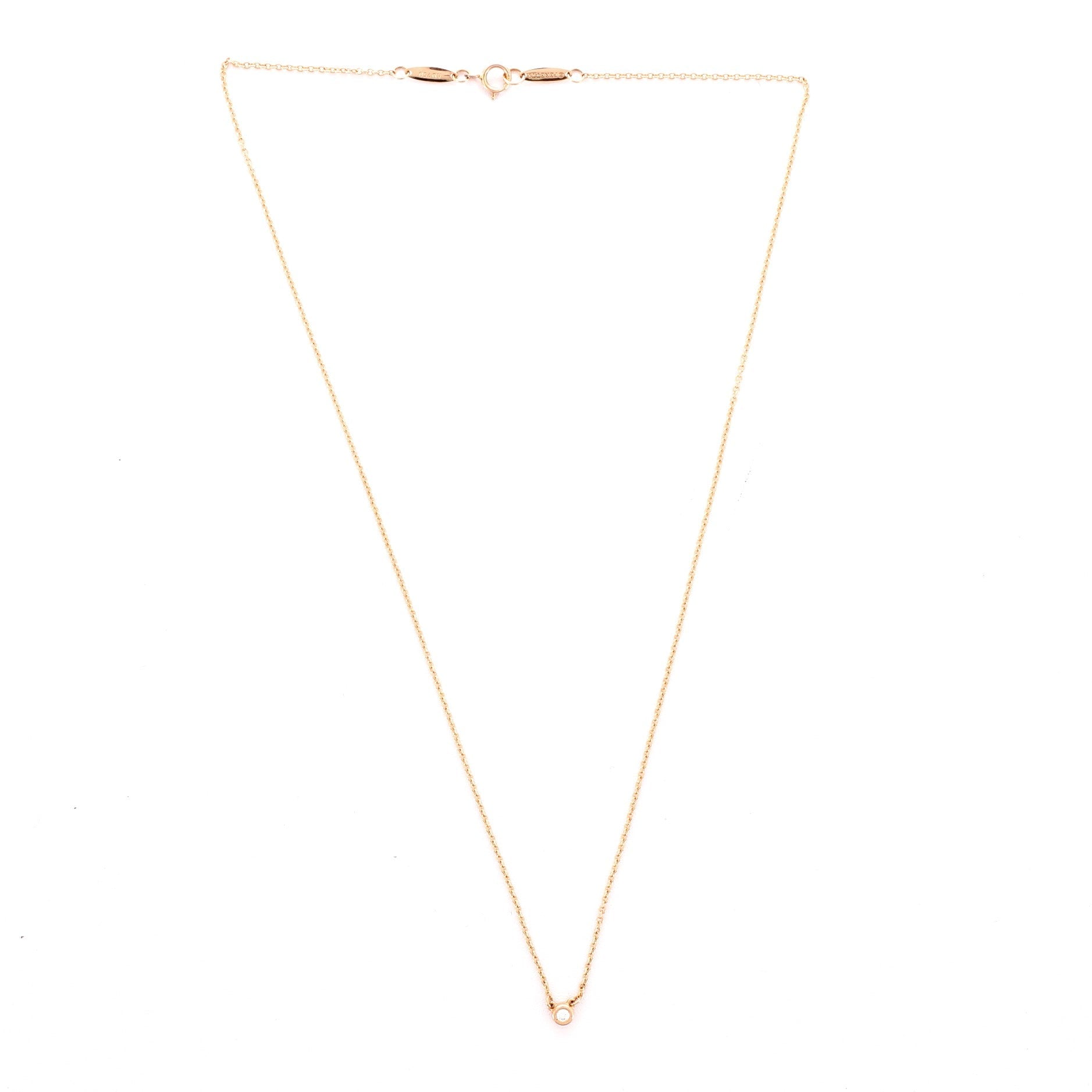 Elsa Peretti Diamonds By The Yard Necklace 18K Rose Gold with Diamond .03CT