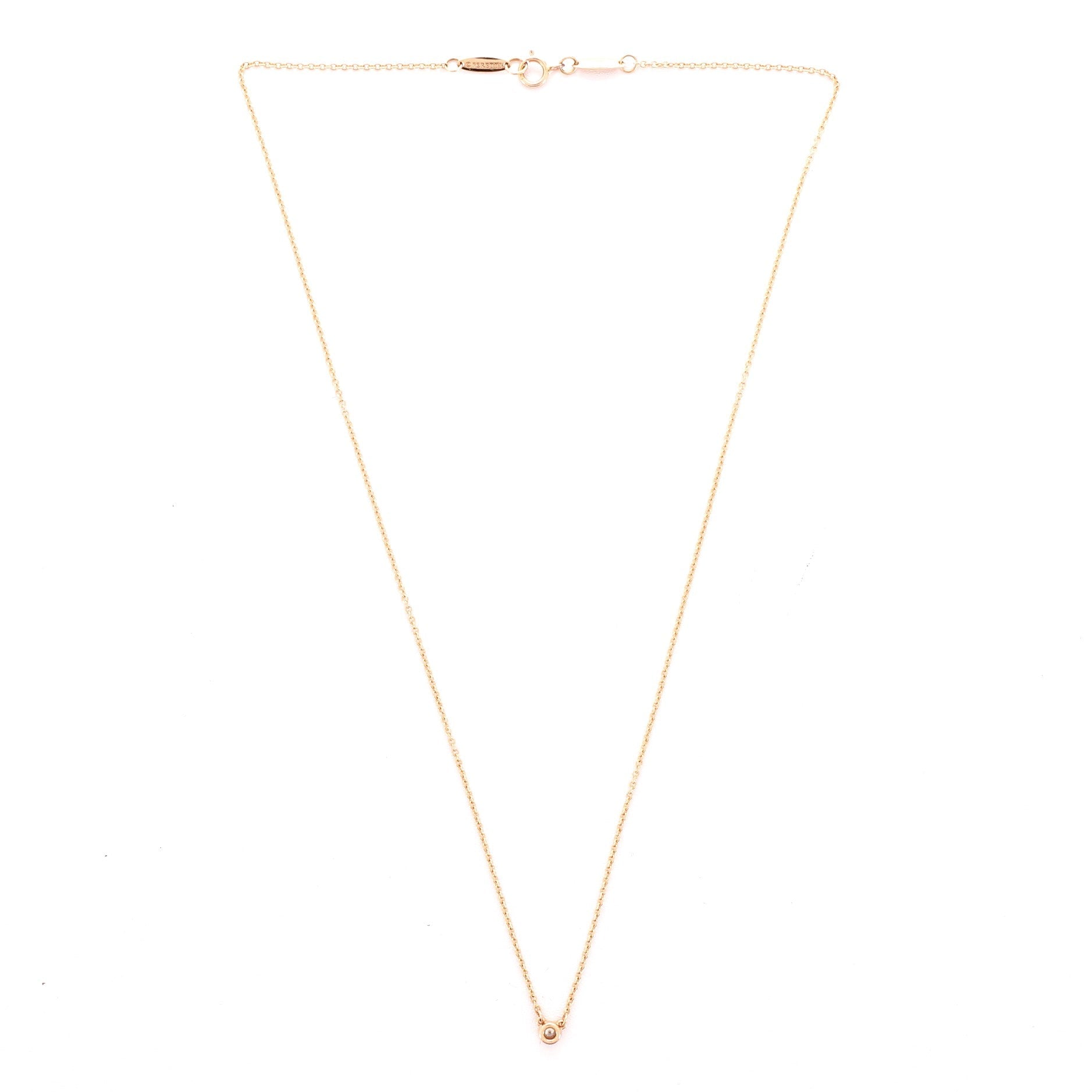 Elsa Peretti Diamonds By The Yard Necklace 18K Rose Gold with Diamond .03CT