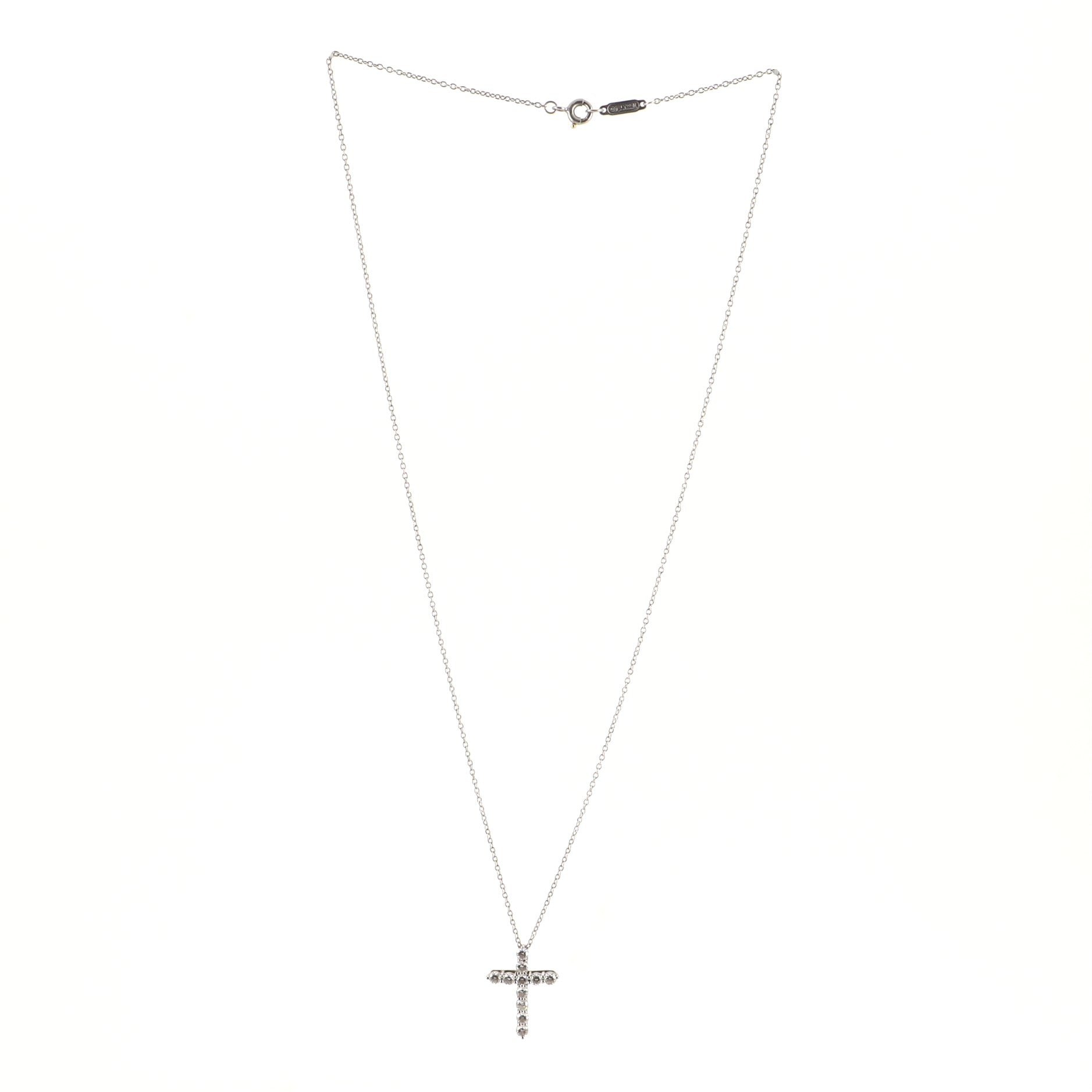 Cross Pendant Necklace Platinum and Diamonds Small