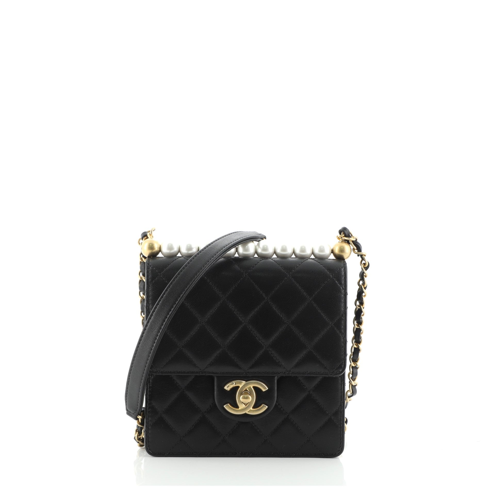 Chic Pearls Flap Bag Quilted Lambskin Mini