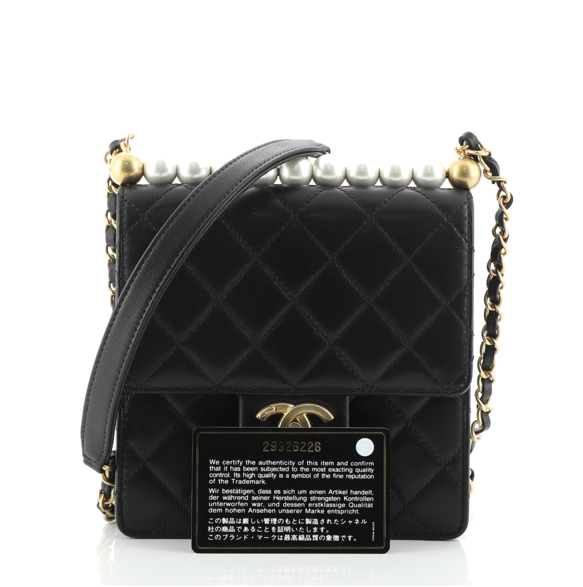 Chic Pearls Flap Bag Quilted Lambskin Mini