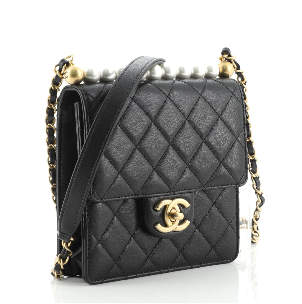 Chic Pearls Flap Bag Quilted Lambskin Mini