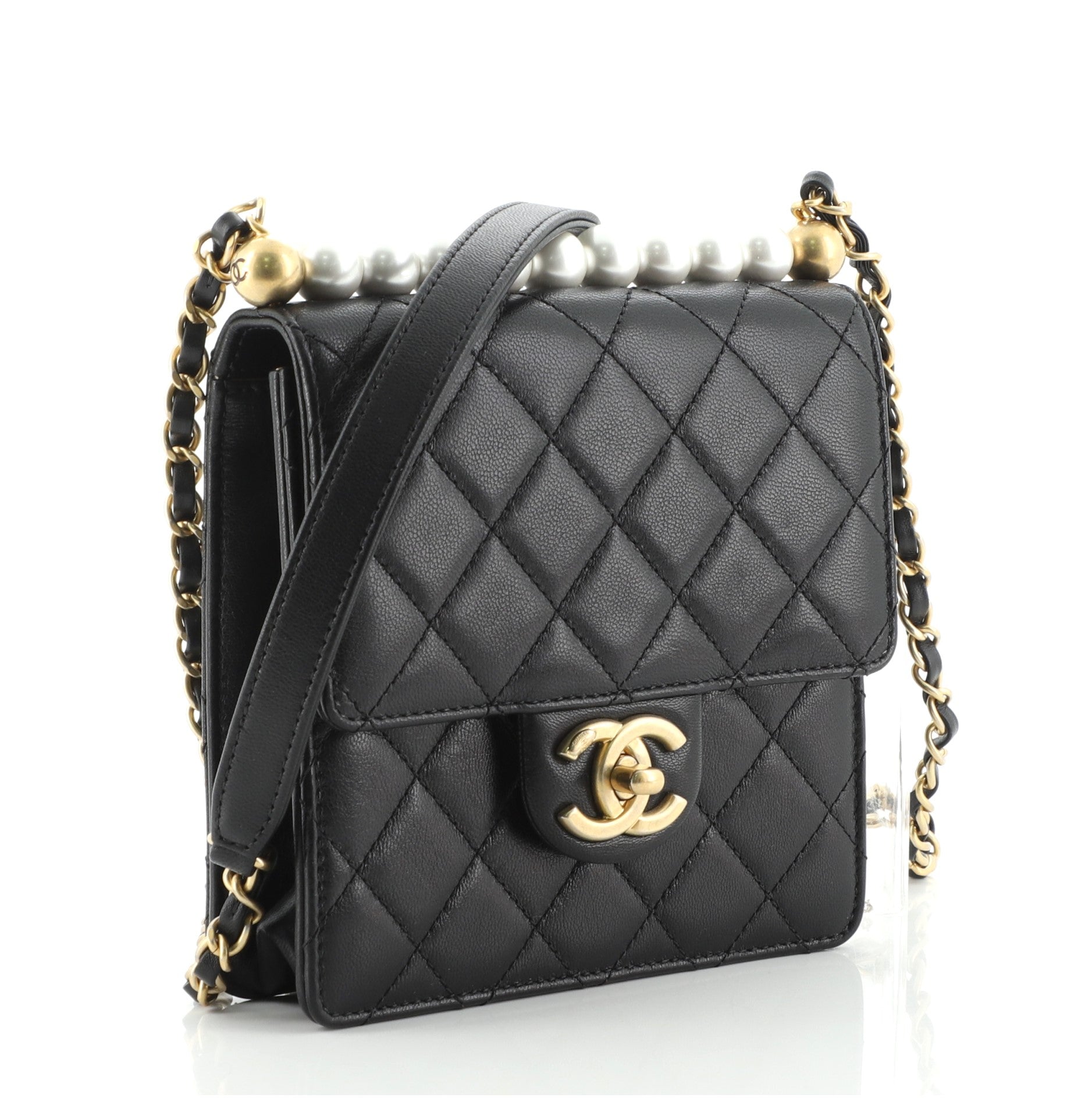 Chic Pearls Flap Bag Quilted Lambskin Mini
