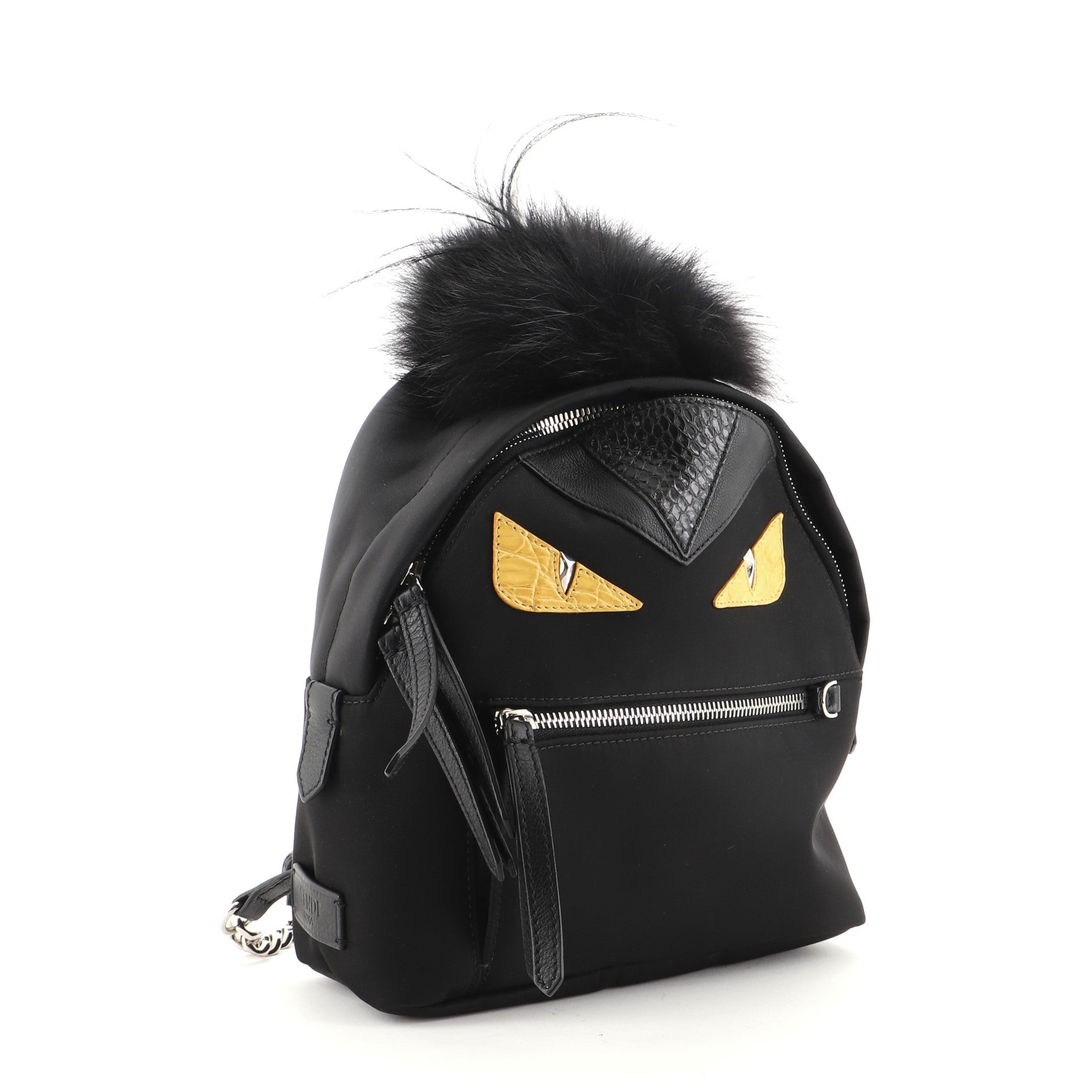 Monster Backpack Nylon with Leather and Fur Mini