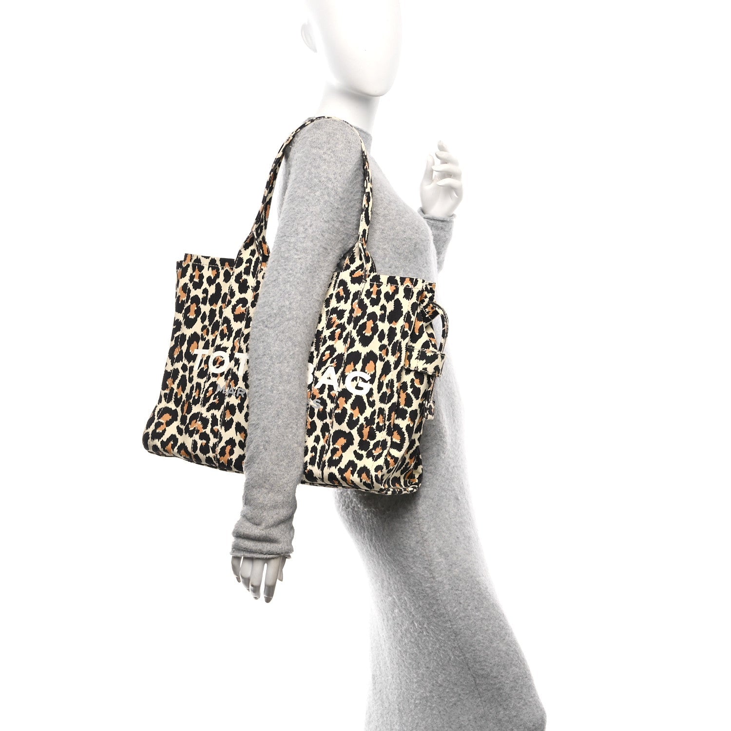 Cotton Canvas Leopard Print Large The Traveler Tote Bag