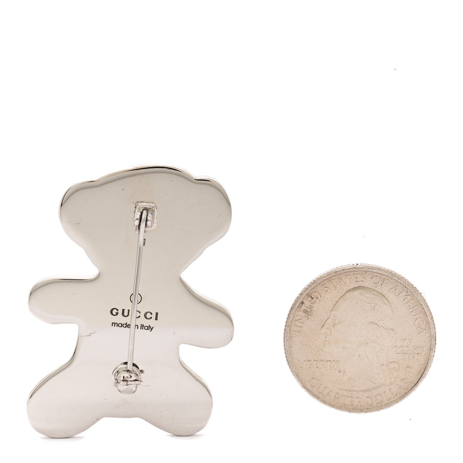Metal Enamel Monogram Bear Brooch Beige Pink