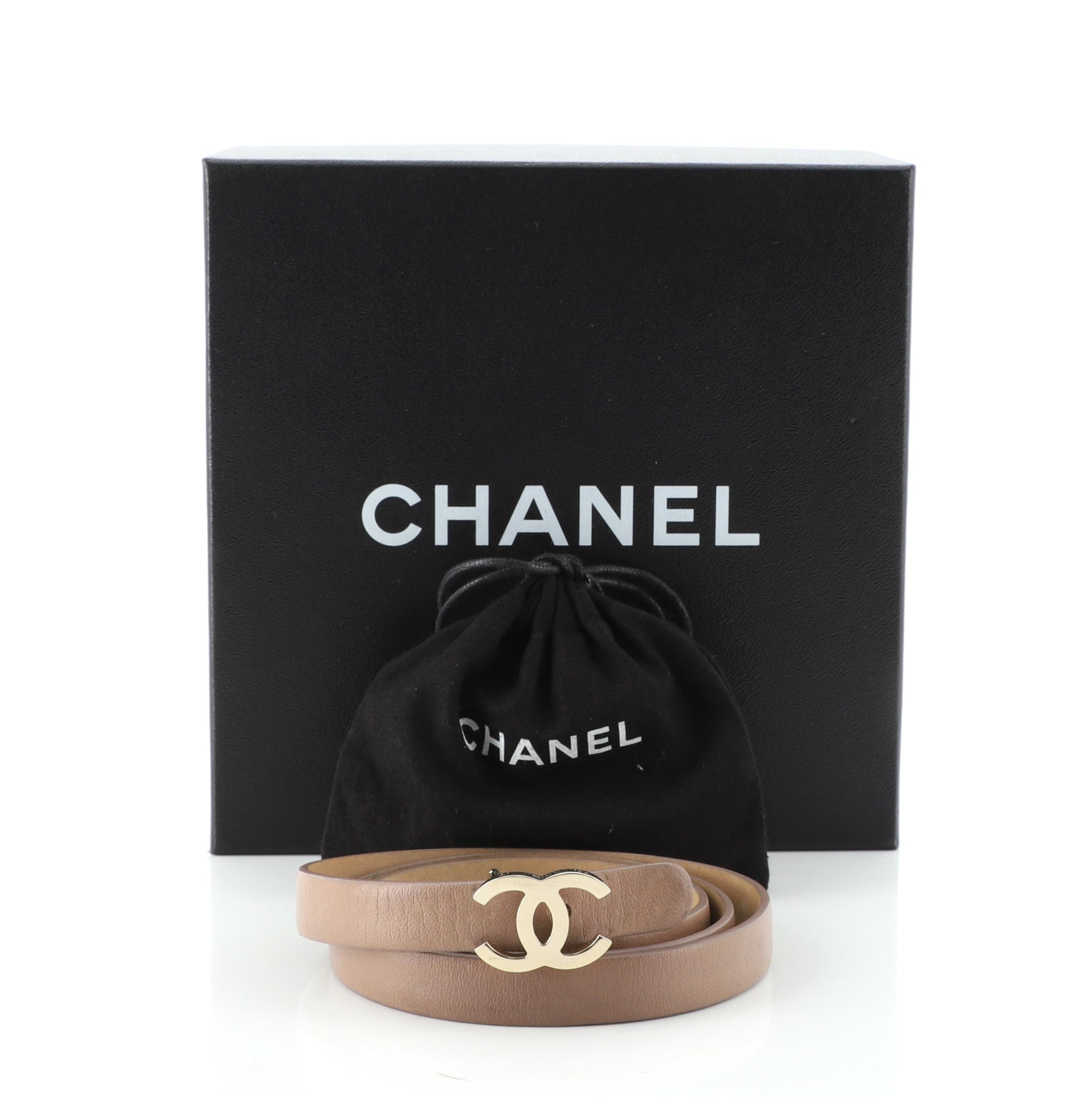 CC Logo Belt Leather Thin 80