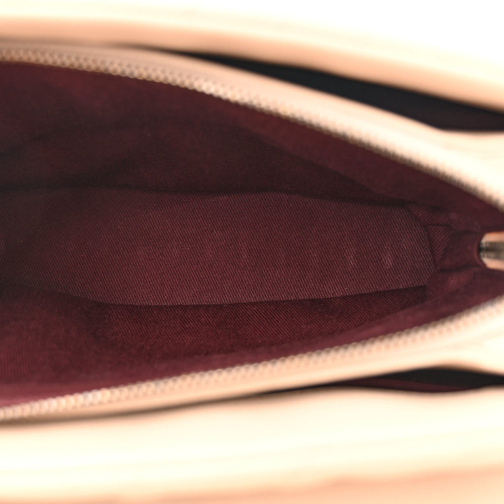 Shiny Sheepskin Quilted Small Trapezio Flap Beige
