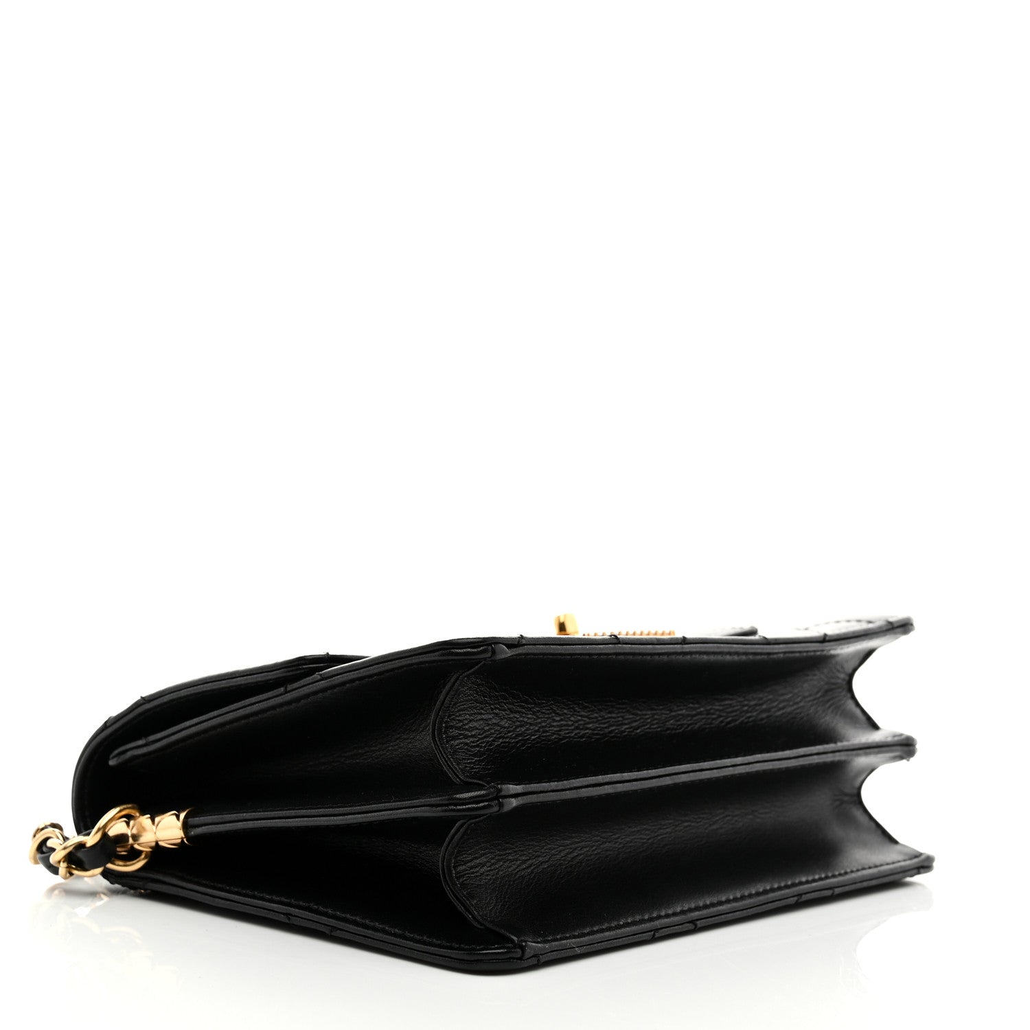 Calfskin Strass Quilted Mini Flap Black