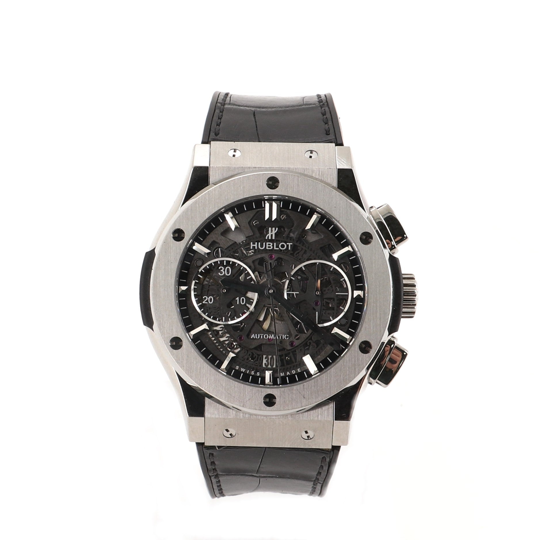 Classic Fusion Aerofusion Chronograph Skeleton Automatic Watch Titanium and Alligator with Rubber 45