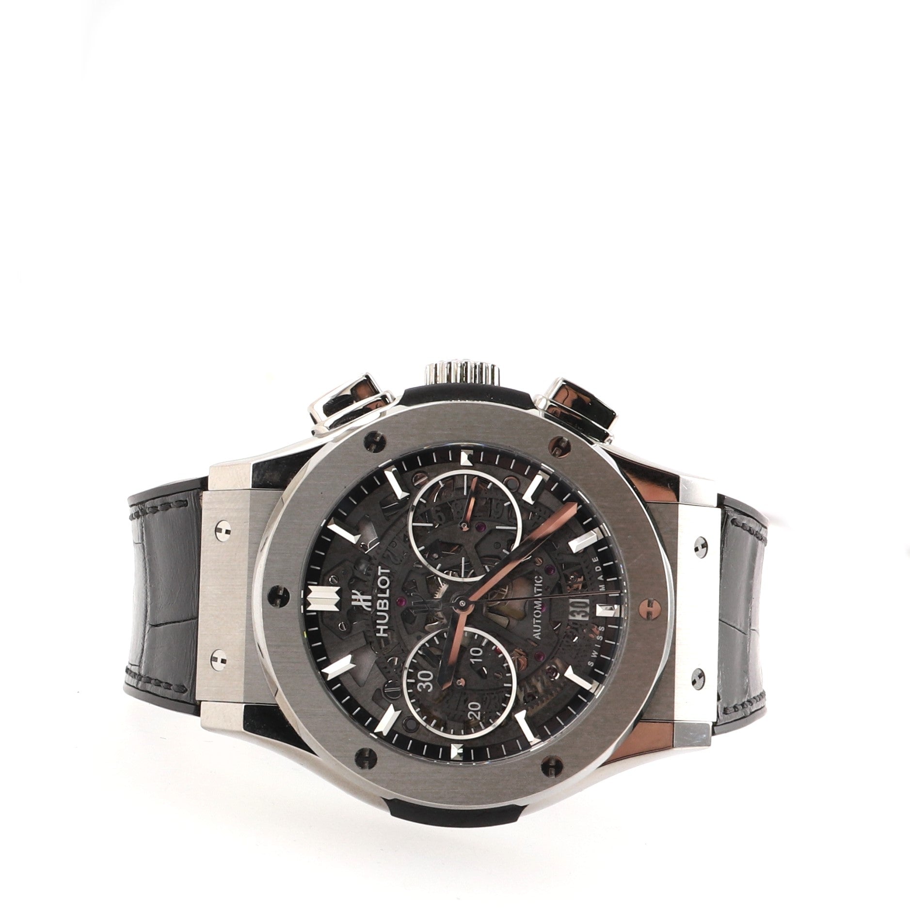 Classic Fusion Aerofusion Chronograph Skeleton Automatic Watch Titanium and Alligator with Rubber 45
