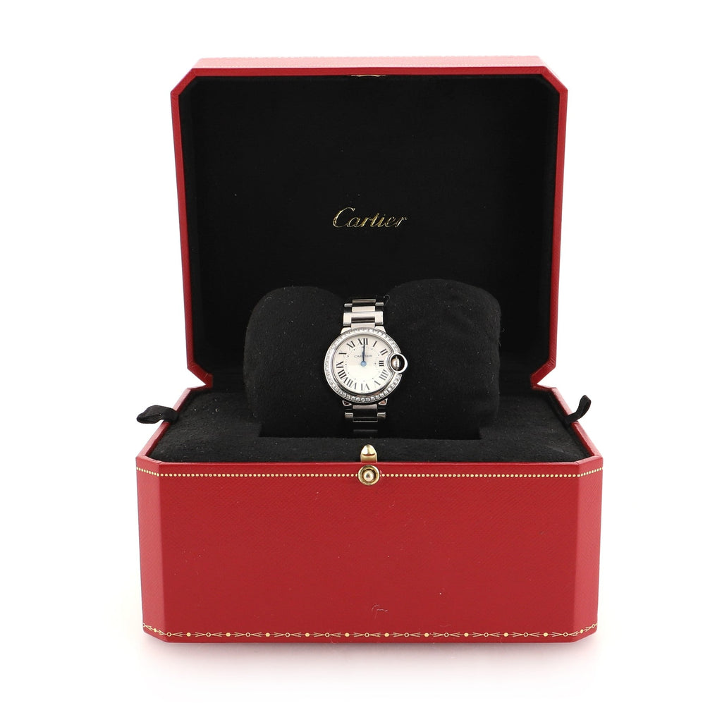Ballon Bleu de Cartier Quartz Watch Stainless Steel with Diamond Bezel 28