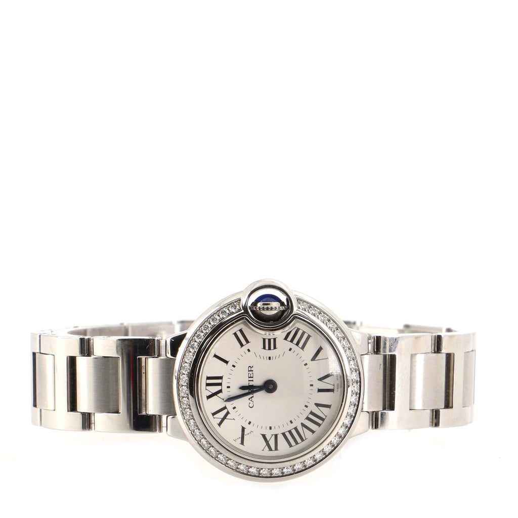 Ballon Bleu de Cartier Quartz Watch Stainless Steel with Diamond Bezel 28