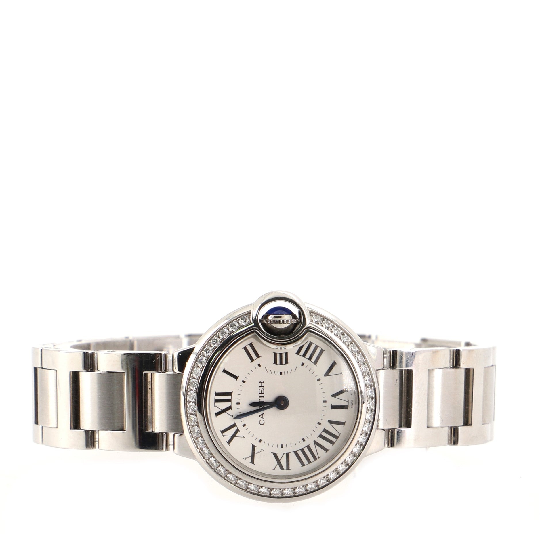 Ballon Bleu de Cartier Quartz Watch Stainless Steel with Diamond Bezel 28